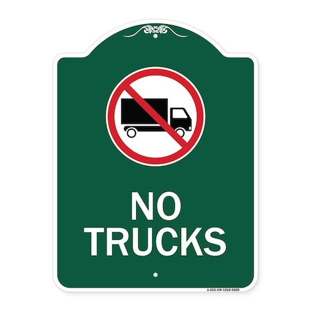 Signmission No Trucks With Graphic Heavy-Gauge Aluminum Architectural Sign, 24" H, GW-1824-9809 A-DES-GW-1824-9809